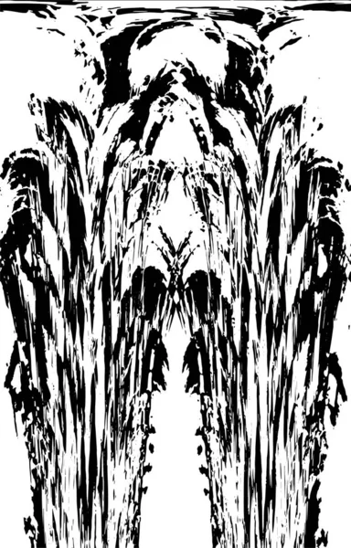 Grunge dikey olarak simetrik siyah beyaz doku. Tek renkli yıpranmış kaplama deseni. 