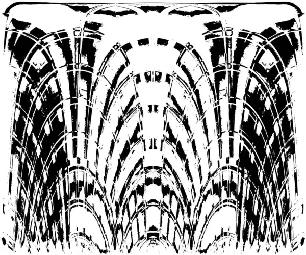 Grunge dikey olarak simetrik siyah beyaz doku. Tek renkli yıpranmış kaplama deseni. 