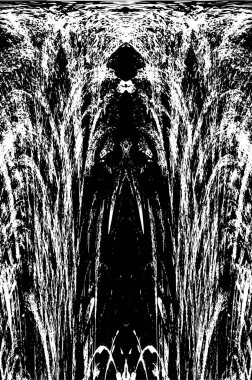 Grunge dikey olarak simetrik siyah beyaz doku. Tek renkli yıpranmış kaplama deseni. 