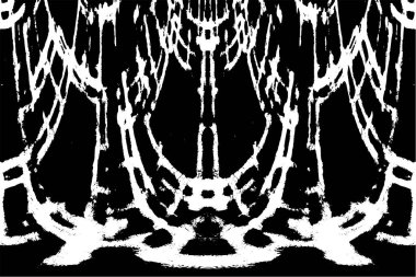 Grunge dikey olarak simetrik siyah beyaz doku. Tek renkli yıpranmış kaplama deseni. 