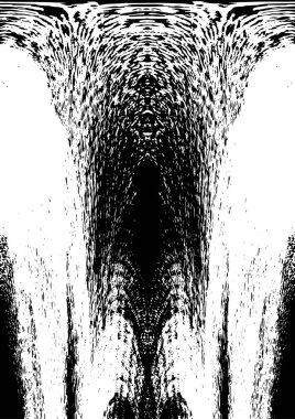 Grunge dikey olarak simetrik siyah beyaz doku. Tek renkli yıpranmış kaplama deseni. 