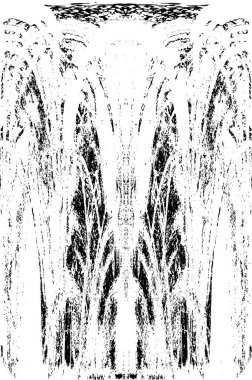 Grunge dikey olarak simetrik siyah beyaz doku. Tek renkli yıpranmış kaplama deseni. 