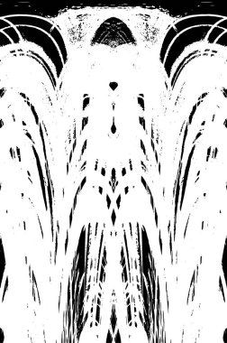 Grunge dikey olarak simetrik siyah beyaz doku. Tek renkli yıpranmış kaplama deseni. 