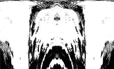 Grunge dikey olarak simetrik siyah beyaz doku. Tek renkli yıpranmış kaplama deseni. 