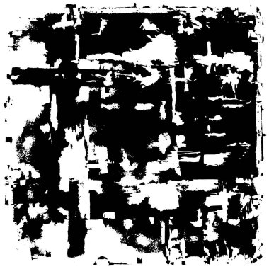 Grunge üst üste biniyor. Soyut siyah-beyaz vektör arkaplanı. Çatlak, leke ve noktalarda kirli desenli tek renkli klasik yüzey. Karanlık korku tarzında eski bir duvar.
