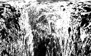 Grunge üst üste biniyor. Soyut siyah-beyaz vektör arkaplanı. Çatlak, leke ve noktalarda kirli desenli tek renkli klasik yüzey. Karanlık korku tarzında eski bir duvar.