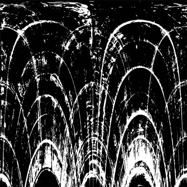 Grunge üst üste biniyor. Soyut siyah-beyaz vektör arkaplanı. Çatlak, leke ve noktalarda kirli desenli tek renkli klasik yüzey. Karanlık korku tarzında eski bir duvar.