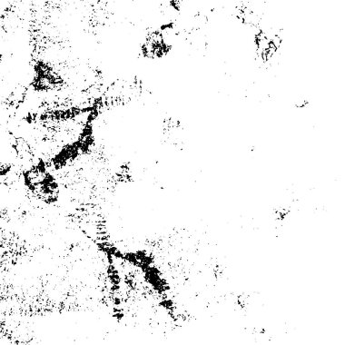 Grunge üst üste biniyor. Soyut siyah-beyaz vektör arkaplanı. Çatlak, leke ve noktalarda kirli desenli tek renkli klasik yüzey. Karanlık korku tarzında eski bir duvar.