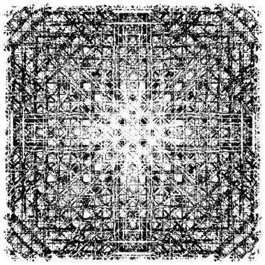 Grunge üst üste biniyor. Soyut siyah-beyaz vektör arkaplanı. Çatlak, leke ve noktalarda kirli desenli tek renkli klasik yüzey. Karanlık korku tarzında eski bir duvar.