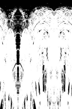 Grunge üst üste biniyor. Soyut siyah-beyaz vektör arkaplanı. Çatlak, leke ve noktalarda kirli desenli tek renkli klasik yüzey. Karanlık korku tarzında eski bir duvar.