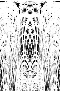 Grunge dikey olarak simetrik siyah beyaz doku. Tek renkli yıpranmış kaplama deseni. 