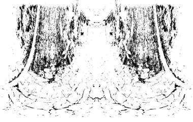 Grunge dikey olarak simetrik siyah beyaz doku. Tek renkli yıpranmış kaplama deseni. 