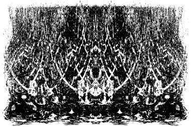 Grunge dikey olarak simetrik siyah beyaz doku. Tek renkli yıpranmış kaplama deseni. 