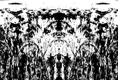 Grunge dikey olarak simetrik siyah beyaz doku. Tek renkli yıpranmış kaplama deseni. 