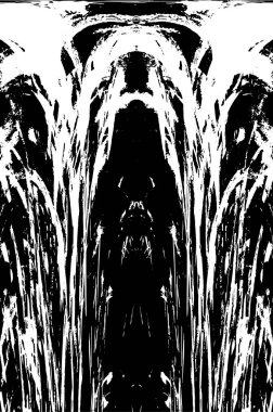 Grunge dikey olarak simetrik siyah beyaz doku. Tek renkli yıpranmış kaplama deseni. 