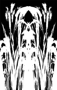 Grunge dikey olarak simetrik siyah beyaz doku. Tek renkli yıpranmış kaplama deseni. 