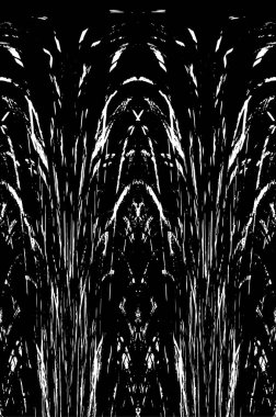 Grunge dikey olarak simetrik siyah beyaz doku. Tek renkli yıpranmış kaplama deseni. 