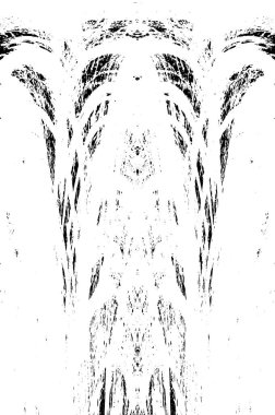 Grunge dikey olarak simetrik siyah beyaz doku. Tek renkli yıpranmış kaplama deseni. 