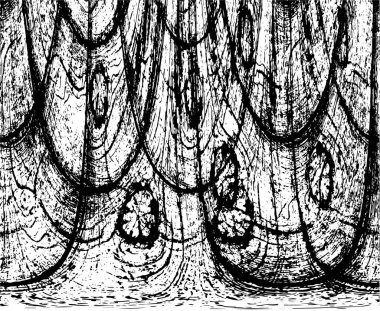 Grunge üst üste biniyor. Soyut siyah-beyaz vektör arkaplanı. Çatlak, leke ve noktalarda kirli desenli tek renkli klasik yüzey. Karanlık korku tarzında eski bir duvar.