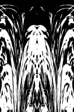 Grunge dikey olarak simetrik siyah beyaz doku. Tek renkli yıpranmış kaplama deseni. 