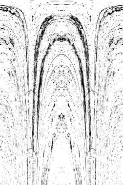 Grunge üst üste biniyor. Soyut siyah-beyaz vektör arkaplanı. Çatlak, leke ve noktalarda kirli desenli tek renkli klasik yüzey. Karanlık korku tarzında eski bir duvar.