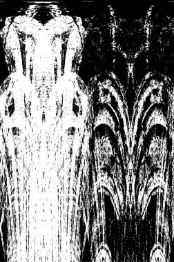 Grunge üst üste biniyor. Soyut siyah-beyaz vektör arkaplanı. Çatlak, leke ve noktalarda kirli desenli tek renkli klasik yüzey. Karanlık korku tarzında eski bir duvar.