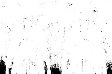 Grunge üst üste biniyor. Soyut siyah-beyaz vektör arkaplanı. Çatlak, leke ve noktalarda kirli desenli tek renkli klasik yüzey. Karanlık korku tarzında eski bir duvar.