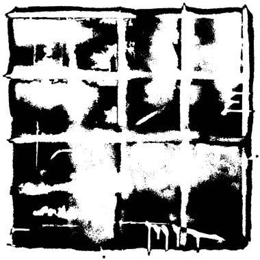 Grunge üst üste biniyor. Soyut siyah-beyaz vektör arkaplanı. Çatlak, leke ve noktalarda kirli desenli tek renkli klasik yüzey. Karanlık korku tarzında eski bir duvar.