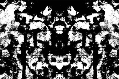 Grunge üst üste biniyor. Soyut siyah-beyaz vektör arkaplanı. Çatlak, leke ve noktalarda kirli desenli tek renkli klasik yüzey. Karanlık korku tarzında eski bir duvar.