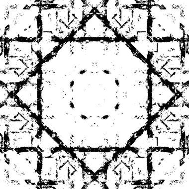 Grunge üst üste biniyor. Soyut siyah-beyaz vektör arkaplanı. Çatlak, leke ve noktalarda kirli desenli tek renkli klasik yüzey. Karanlık korku tarzında eski bir duvar.
