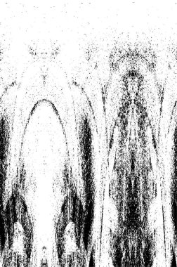 Grunge üst üste biniyor. Soyut siyah-beyaz vektör arkaplanı. Çatlak, leke ve noktalarda kirli desenli tek renkli klasik yüzey. Karanlık korku tarzında eski bir duvar.