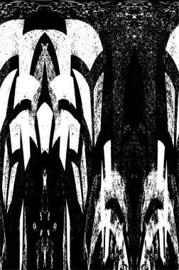 Grunge üst üste biniyor. Soyut siyah-beyaz vektör arkaplanı. Çatlak, leke ve noktalarda kirli desenli tek renkli klasik yüzey. Karanlık korku tarzında eski bir duvar.