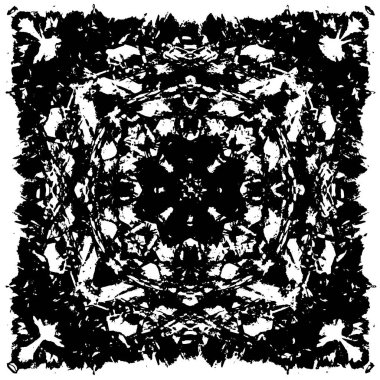 Grunge üst üste biniyor. Soyut siyah-beyaz vektör arkaplanı. Çatlak, leke ve noktalarda kirli desenli tek renkli klasik yüzey. Karanlık korku tarzında eski bir duvar.