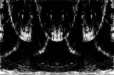 Grunge üst üste biniyor. Soyut siyah-beyaz vektör arkaplanı. Çatlak, leke ve noktalarda kirli desenli tek renkli klasik yüzey. Karanlık korku tarzında eski bir duvar.