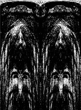 Grunge üst üste biniyor. Soyut siyah-beyaz vektör arkaplanı. Çatlak, leke ve noktalarda kirli desenli tek renkli klasik yüzey. Karanlık korku tarzında eski bir duvar.