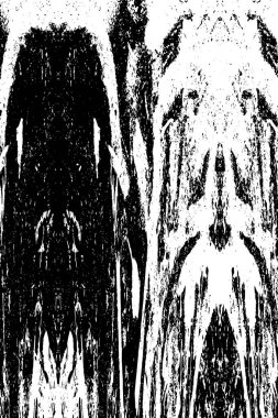 Grunge üst üste biniyor. Soyut siyah-beyaz vektör arkaplanı. Çatlak, leke ve noktalarda kirli desenli tek renkli klasik yüzey. Karanlık korku tarzında eski bir duvar.