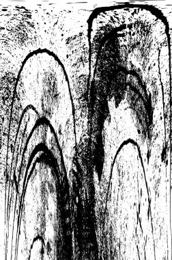 Grunge üst üste biniyor. Soyut siyah-beyaz vektör arkaplanı. Çatlak, leke ve noktalarda kirli desenli tek renkli klasik yüzey. Karanlık korku tarzında eski bir duvar.