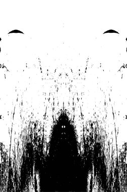 Grunge üst üste biniyor. Soyut siyah-beyaz vektör arkaplanı. Çatlak, leke ve noktalarda kirli desenli tek renkli klasik yüzey. Karanlık korku tarzında eski bir duvar.