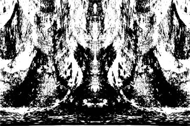 Grunge üst üste biniyor. Soyut siyah-beyaz vektör arkaplanı. Çatlak, leke ve noktalarda kirli desenli tek renkli klasik yüzey. Karanlık korku tarzında eski bir duvar.