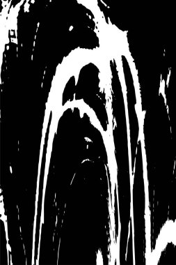 Grunge üst üste biniyor. Soyut siyah-beyaz vektör arkaplanı. Çatlak, leke ve noktalarda kirli desenli tek renkli klasik yüzey. Karanlık korku tarzında eski bir duvar.