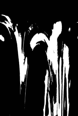 Grunge üst üste biniyor. Soyut siyah-beyaz vektör arkaplanı. Çatlak, leke ve noktalarda kirli desenli tek renkli klasik yüzey. Karanlık korku tarzında eski bir duvar.