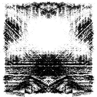 Grunge üst üste biniyor. Soyut siyah-beyaz vektör arkaplanı. Çatlak, leke ve noktalarda kirli desenli tek renkli klasik yüzey. Karanlık korku tarzında eski bir duvar.