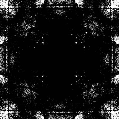 Grunge üst üste biniyor. Soyut siyah-beyaz vektör arkaplanı. Çatlak, leke ve noktalarda kirli desenli tek renkli klasik yüzey. Karanlık korku tarzında eski bir duvar.