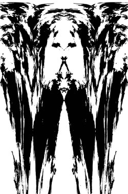 Grunge dikey olarak simetrik siyah beyaz doku. Tek renkli yıpranmış kaplama deseni. 