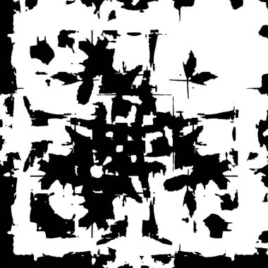 Grunge üst üste biniyor. Soyut siyah-beyaz vektör arkaplanı. Çatlak, leke ve noktalarda kirli desenli tek renkli klasik yüzey. Karanlık korku tarzında eski bir duvar.