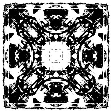 Grunge üst üste biniyor. Soyut siyah-beyaz vektör arkaplanı. Çatlak, leke ve noktalarda kirli desenli tek renkli klasik yüzey. Karanlık korku tarzında eski bir duvar.