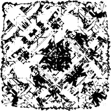 Grunge üst üste biniyor. Soyut siyah-beyaz vektör arkaplanı. Çatlak, leke ve noktalarda kirli desenli tek renkli klasik yüzey. Karanlık korku tarzında eski bir duvar.