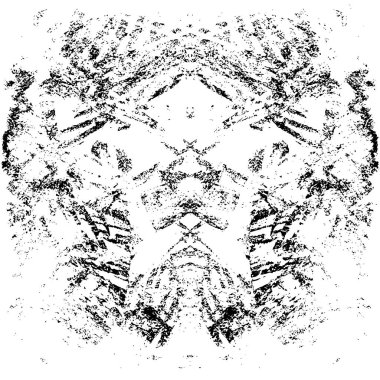 Grunge üst üste biniyor. Soyut siyah-beyaz vektör arkaplanı. Çatlak, leke ve noktalarda kirli desenli tek renkli klasik yüzey. Karanlık korku tarzında eski bir duvar.