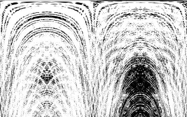 Grunge üst üste biniyor. Soyut siyah-beyaz vektör arkaplanı. Çatlak, leke ve noktalarda kirli desenli tek renkli klasik yüzey. Karanlık korku tarzında eski bir duvar.