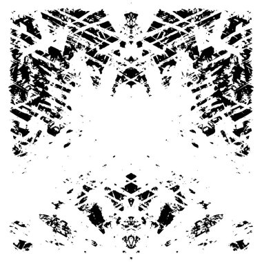 Grunge üst üste biniyor. Soyut siyah-beyaz vektör arkaplanı. Çatlak, leke ve noktalarda kirli desenli tek renkli klasik yüzey. Karanlık korku tarzında eski bir duvar.